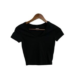 Wild Fable Black V-Neck Crop Top